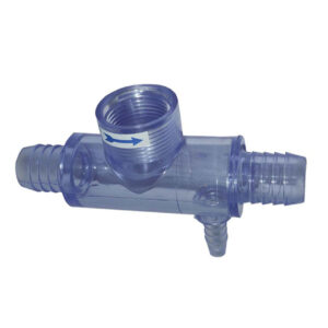 3/4" Clear tee with 3/8 bottom barb, Sundance