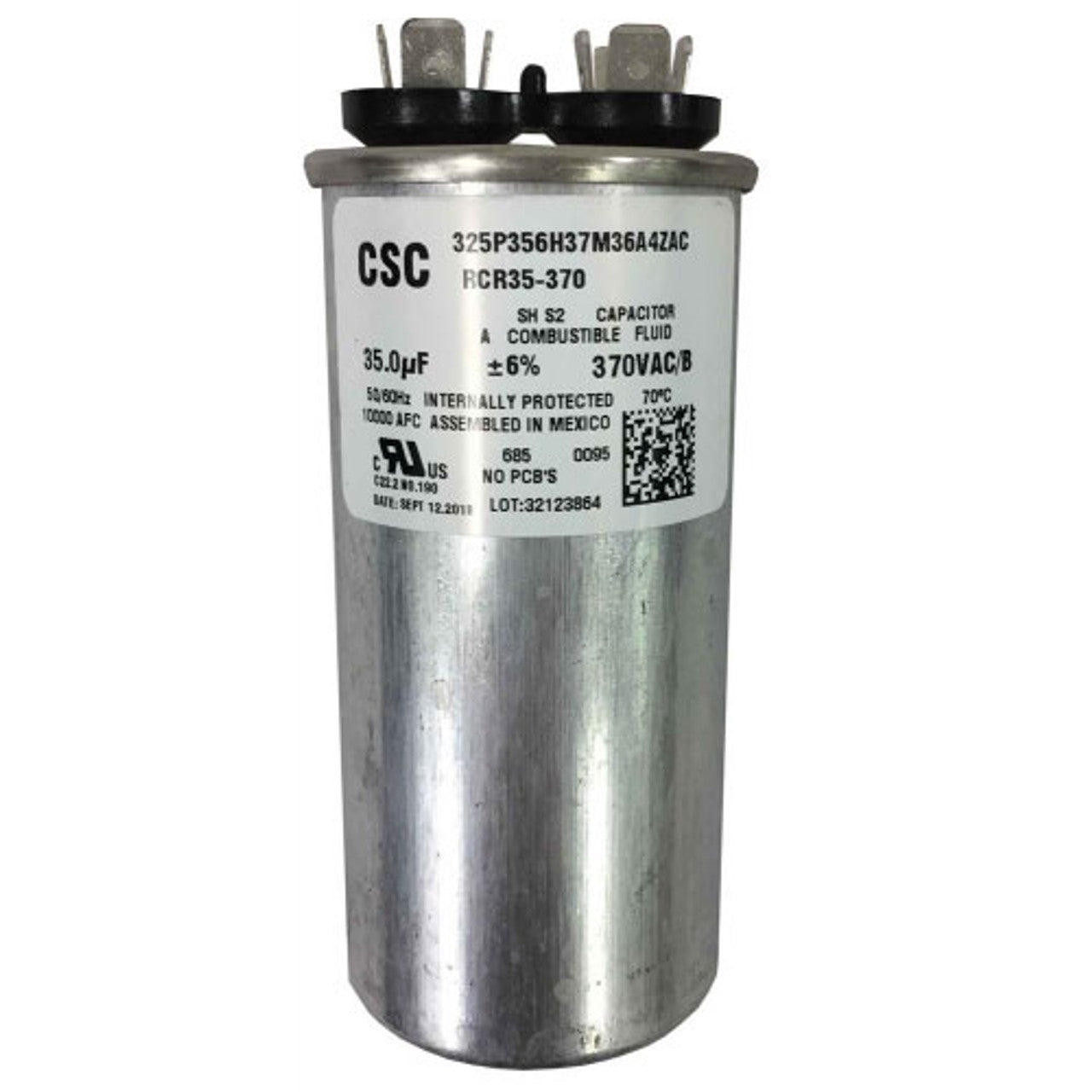 CSC Run Capacitor MFD / uF35, 370 Volts